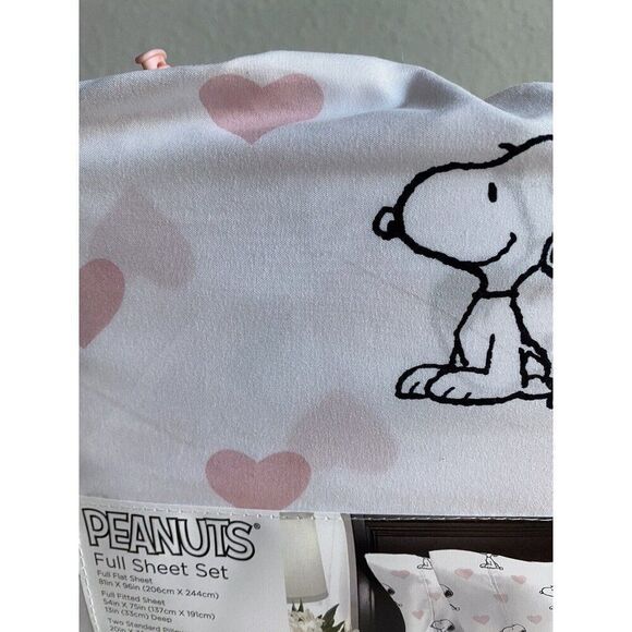 4 Pc Peanuts Snoopy Pink Hearts Valentines Day FULL Size Sheet Set Soft NEW - Picture 10 of 13